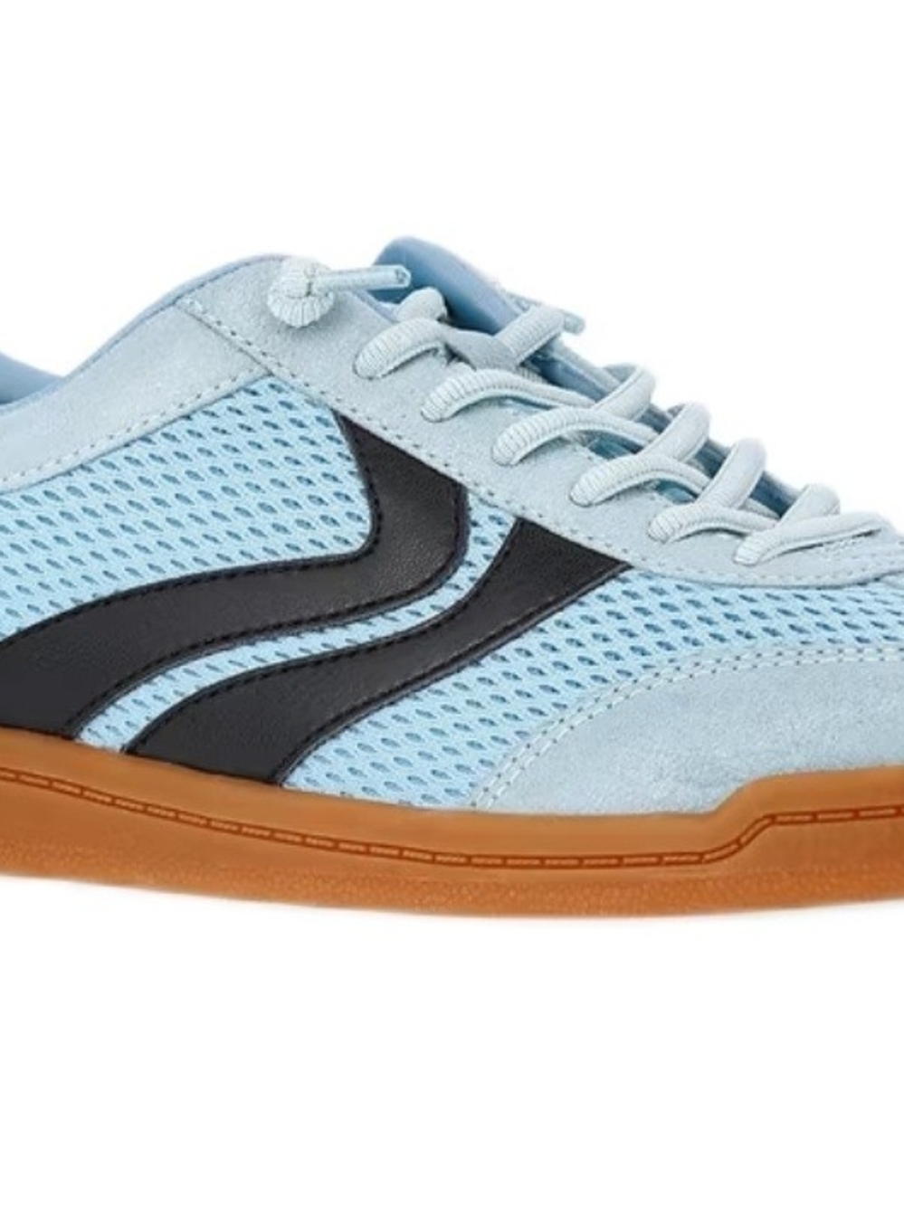 Light Blue Mesh Low-Top Sneakers with Black Accent and Gum Sole